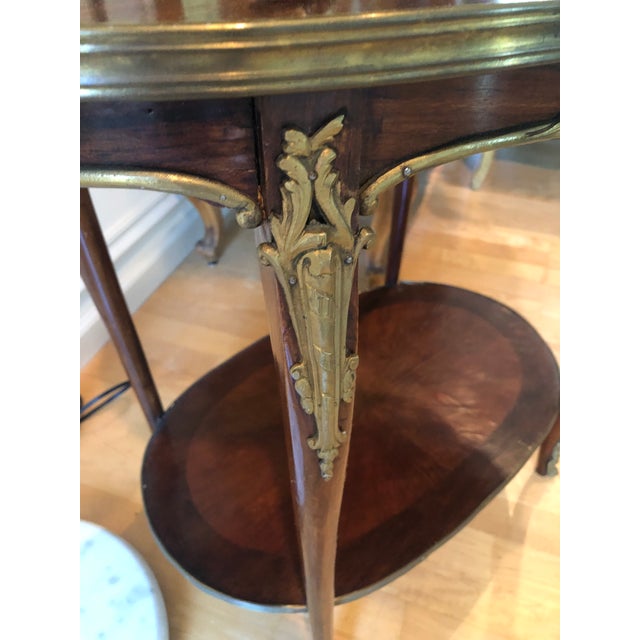 Wood French Style 3-Tier Marble Top Mahogany Accent Table For Sale - Image 7 of 9