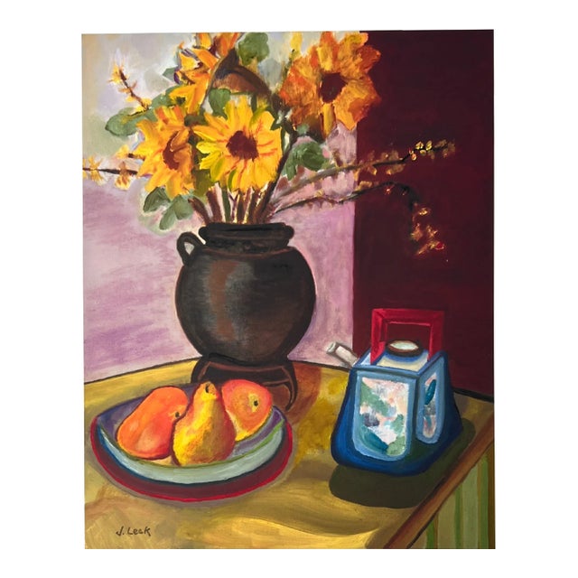 Colorful Still Life Lithograph of Oil Painting by Jessica Leak For Sale