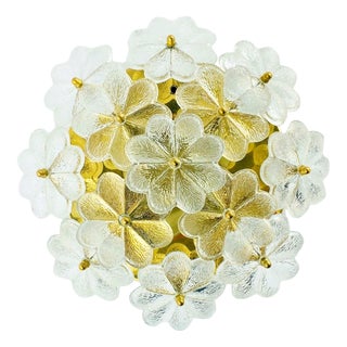 Mid-Century Murano Glass Floral Flush Mount by Ernst Palme for Palwa, Germany, 1960s For Sale