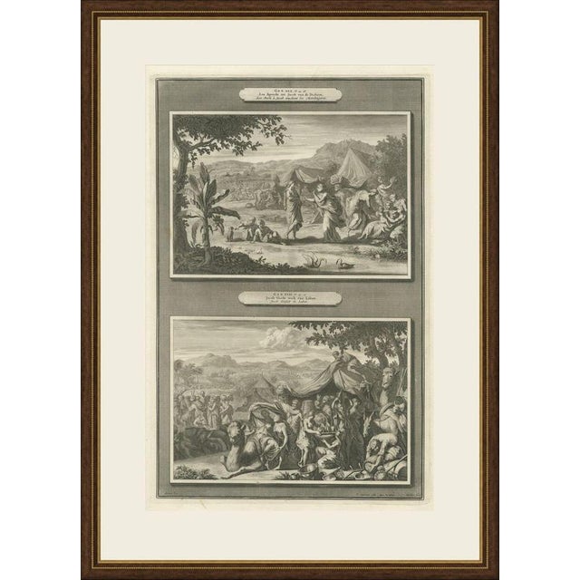 This original copper engraving from Pieter Mortier's illustrated Bible, published in Amsterdam circa 1700, shows two Old...