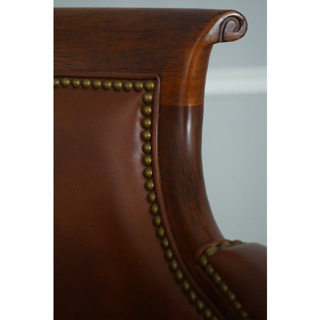 Brown Set of 3 Hancock & Moore Leather Bar Counter Chairs For Sale - Image 8 of 18