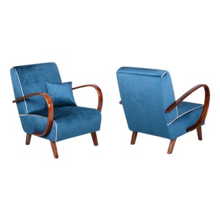 Art Deco Armchairs attributed to J. Halabala for Up Závody, Czech, 1940s, Set of 2 For Sale