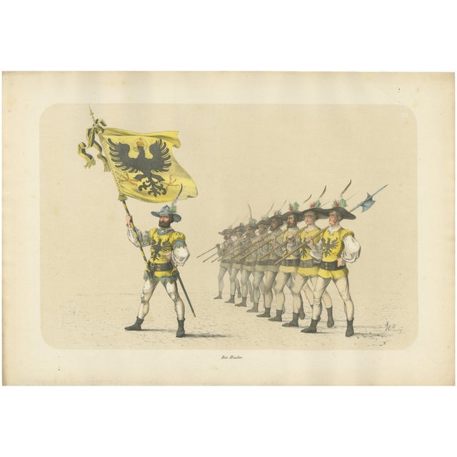 March of the Imperial Guards in the Bernese Festive Procession, 1855 Lithograph, Print For Sale