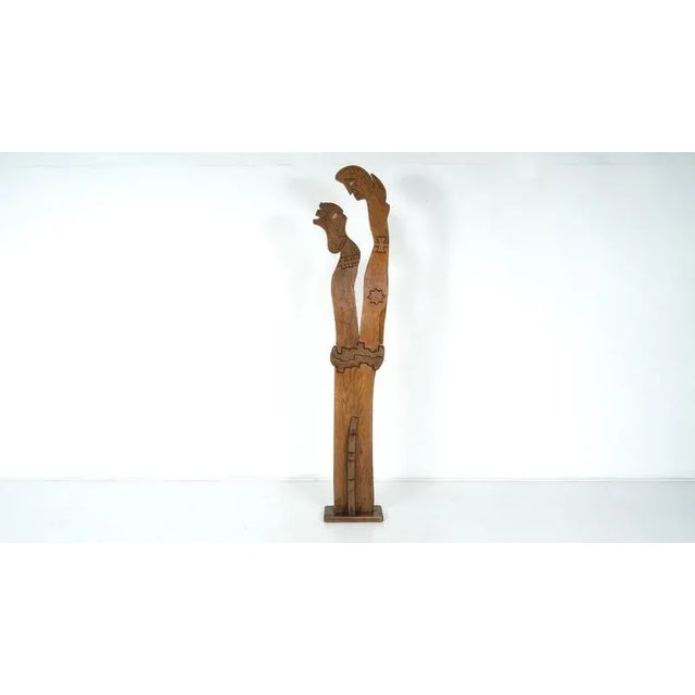 Wood Wooden Sculpture of Couple by Luciano Bertolotto, Italy, 1990s For Sale - Image 7 of 9