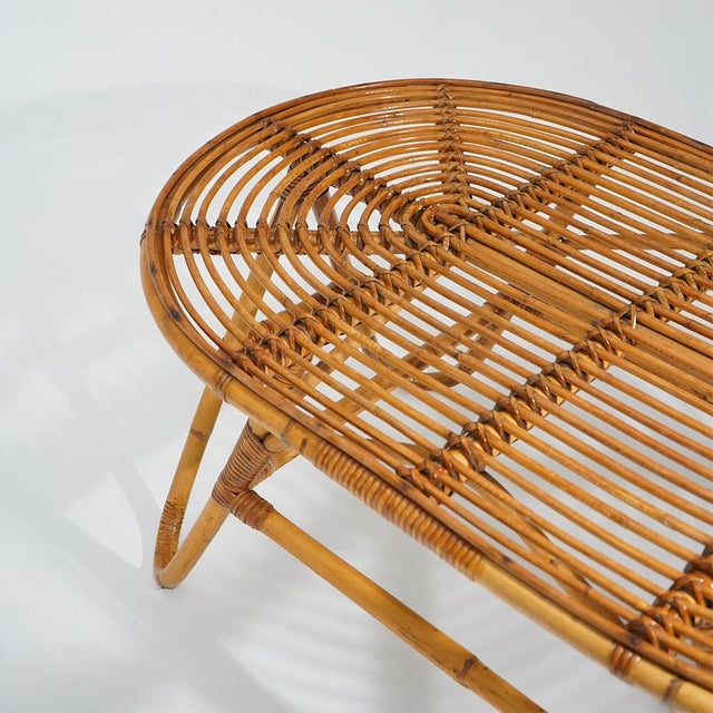Wicker Coffee Table with Oval Top, 1950s For Sale - Image 9 of 15