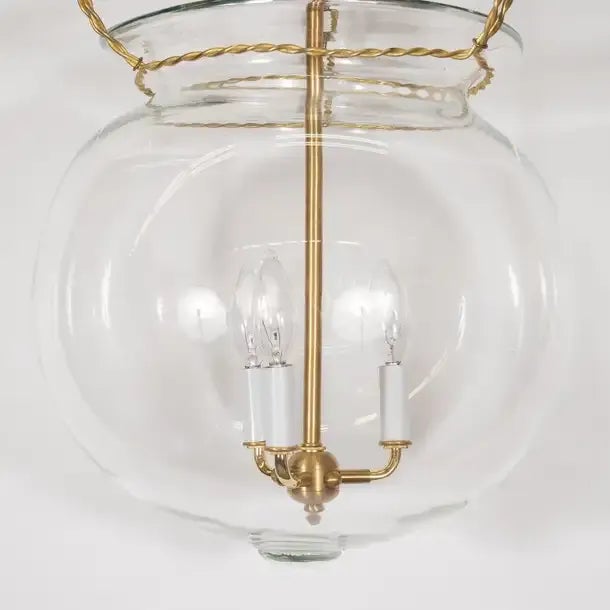 2010s Early 21st Century "Fishbowl" Glass & Brass Pendant 1 For Sale - Image 5 of 10