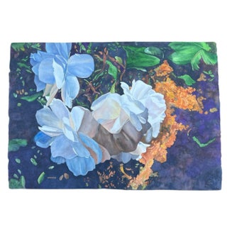 1980s Watercolor, Double-Sided, Floral Still LIfe, Signed by Florence Strauss For Sale