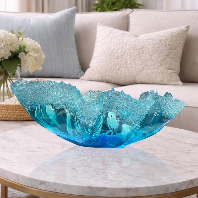 Contemporary Coastal Resin Wave Bowl For Sale - Image 4 of 6