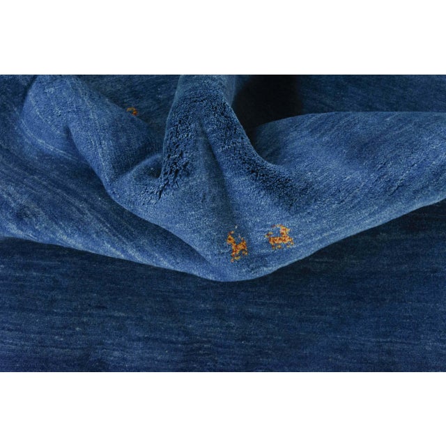 Blue Handknotted Woolen Gabbeh Loribaft Rug For Sale - Image 8 of 10
