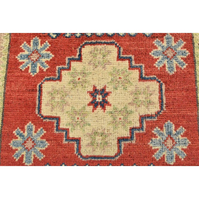 Kazak Rug 2’1” X 3′ Red Wool Tribal Hand-Knotted Oriental Carpet For Sale In Philadelphia - Image 6 of 9