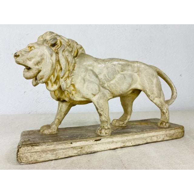 Sculpture Materials Vintage Mid Century Plaster Lion Sculpture. For Sale - Image 7 of 8
