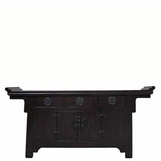 Antique Chinese Elm Everted Flange Altar Sideboard Cabinet For Sale