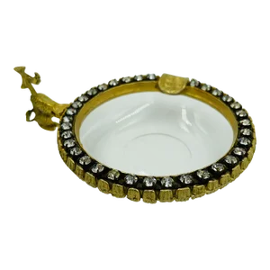 Mid 20th Century Golden & Rhinestone Accented Poodle Ashtray