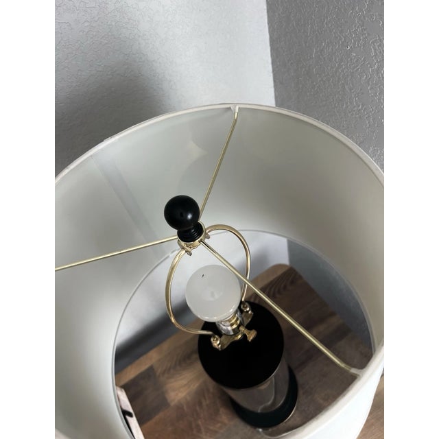 Ralph Lauren 1990s Ralph Lauren Black Gold Payton Glass Tube Cylinder Designer Table Lamp For Sale - Image 4 of 8