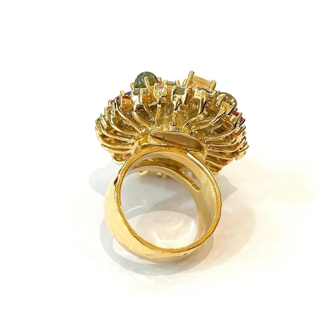 White Bochic “Orient” Sapphire & Multi Fancy Gem Cocktail Ring Set 18K Gold & Silver, Size 9.5 For Sale - Image 8 of 8