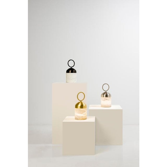 Gold Wireless Glans Table Lamp by United Alabaster For Sale - Image 8 of 18