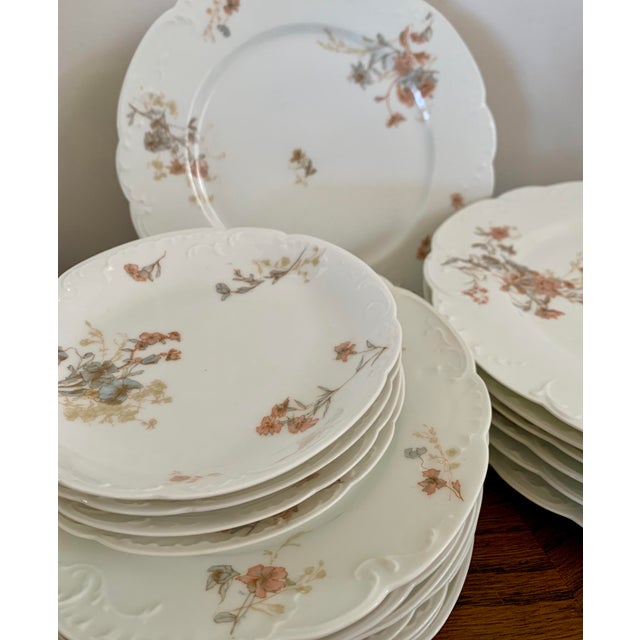 French Antique Haviland Limoges France Hand Decorated Dinner Ware - Set of 18 For Sale - Image 3 of 10