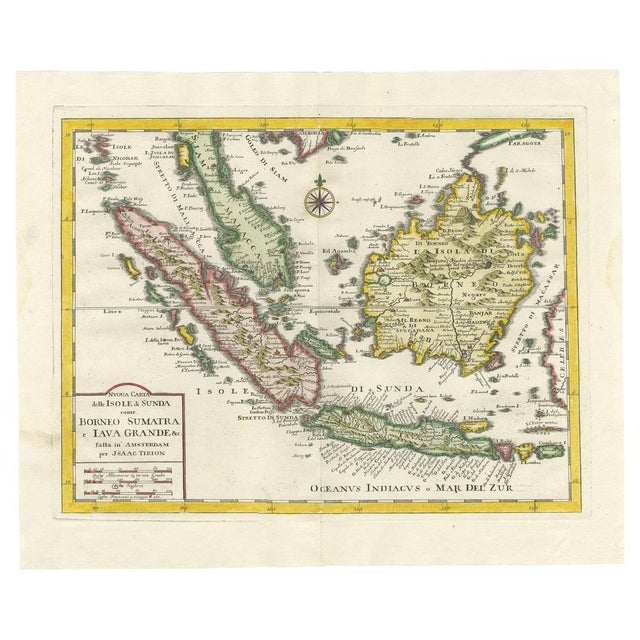 Antique map titled 'New Map of the Sunda Islands as Borneo, Sumatra, and Great Java'. Detailed map of the Sunda Islands,...