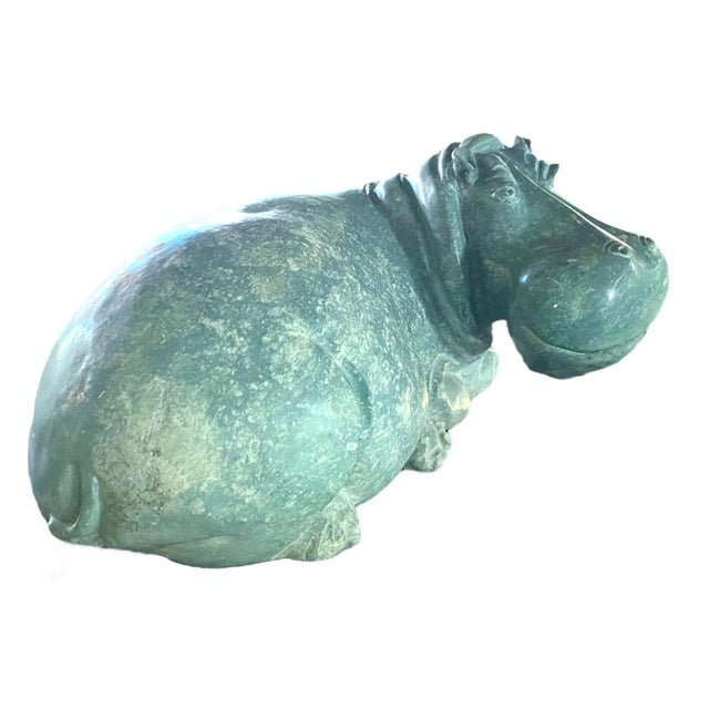 Mid 20th Century Shona Hippopotamus Sculpture in Green Serpentine For Sale - Image 5 of 5
