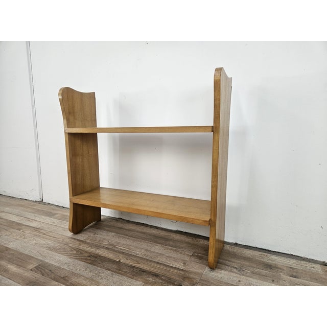 Vintage 1960s wall shelf with double shelf. Made entirely of ash wood.