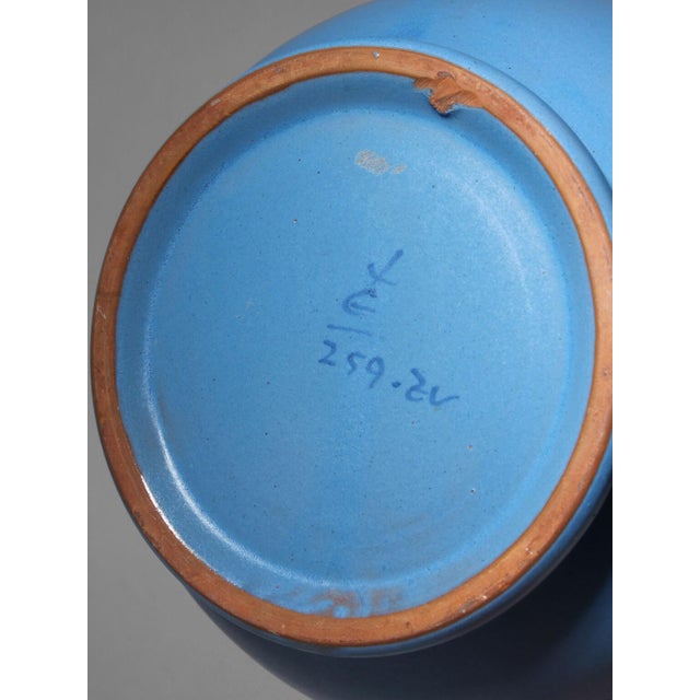 Art Deco Double Handled Blue Vase by Gabriel Burmeister for Gabriel Keramik, Sweden, 1930s For Sale - Image 3 of 8