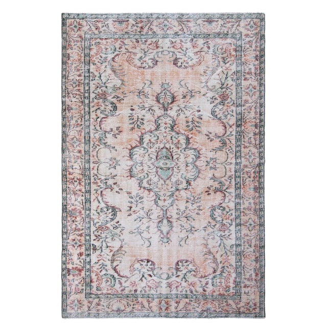 1960s Vintage Hand-Knotted Turkish Oushak Rug - 6′1″ × 9′3″ For Sale In Los Angeles - Image 6 of 6