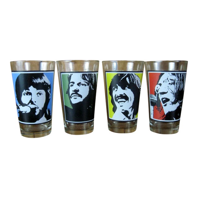 Vintage 'The Beatles' Drinking Glasses- Set of 4 | Chairish