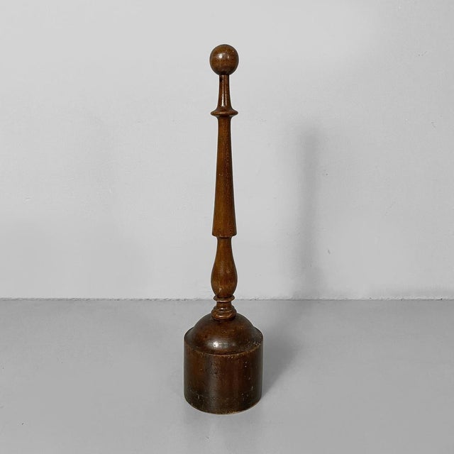 Italian Round Doorstop in Turned Wood, 1930s For Sale - Image 13 of 13