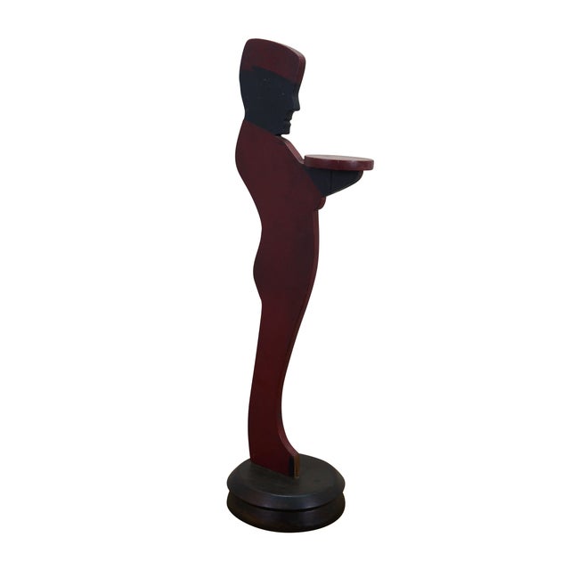 Vintage wooden silent butler / dumb waiter / Bellhop serving stand. Styled with a sleek, minimalist flat-profile...