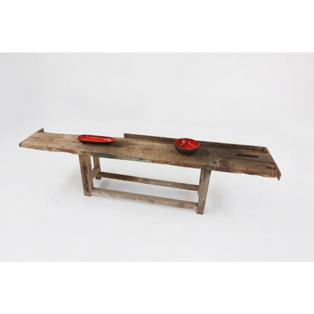 Industrial Oak Workbench with Exceptional Patina, Belgium, 1850 For Sale - Image 13 of 18