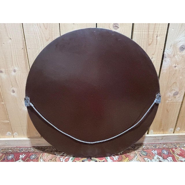 Art Deco Round Mirror Beveled Glass and Chrome Clips, 1930s For Sale - Image 4 of 8