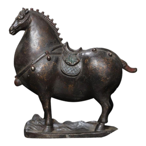 Vintage Gilt Bronze Tang-Style Horse Figure – Scholar's Desk Ornament