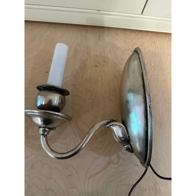 Old Lights On is pleased to offer this vintage silver or nickel plated Bradley & Hubbard wall sconce. It is rewired and...