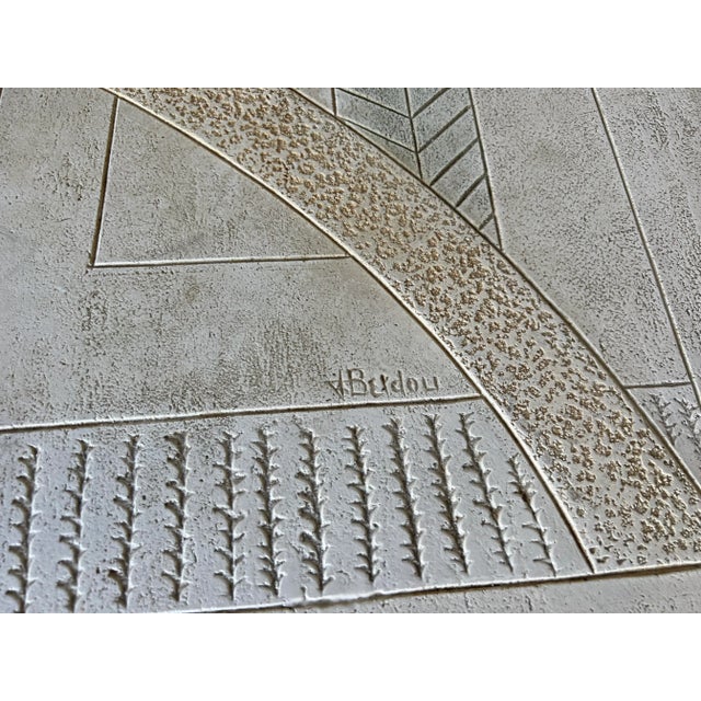 One-of-a-kind Postmodern - style art handmade studio plaster and wood legs decorative side table. is signed by the artist...