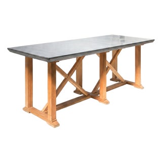 Vintage Zinc-Topped Worktable, France For Sale