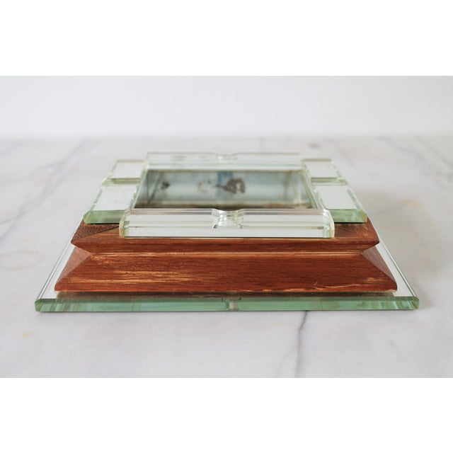 Mid 20th Century Vintage Square Wood & Mirror Ashtray or Trinket Tray For Sale - Image 5 of 12