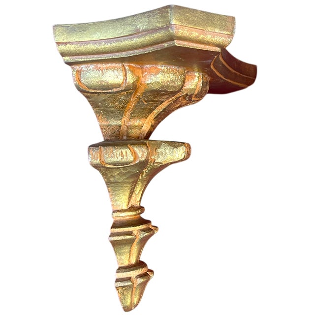 2020s Pair of Vintage Hand-Carved Giltwood Wall Brackets / Shelves – Italian Florentine Style, 9” For Sale - Image 5 of 11