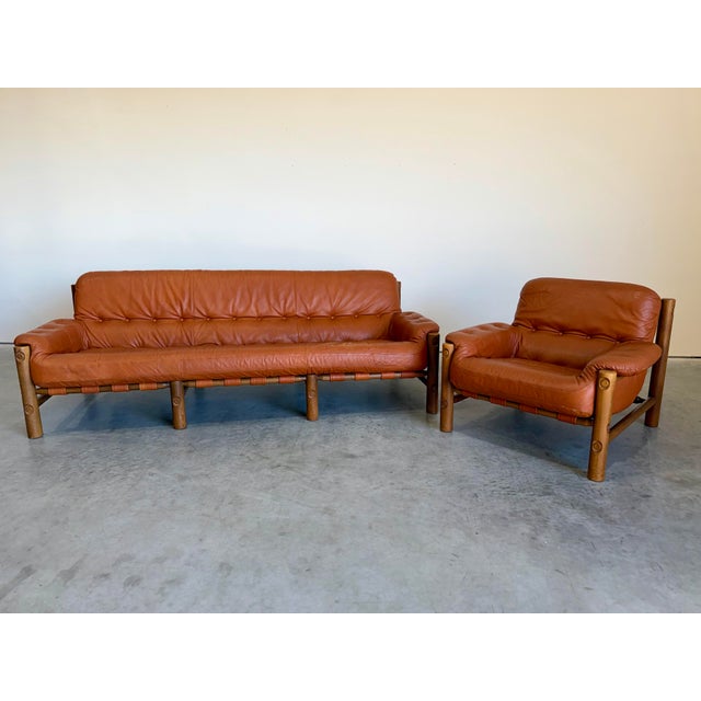 Mid-Century Modern Mid Century Brazilian Sergio Rodriguez Style Cognac Leather Lounge Chair For Sale - Image 3 of 12