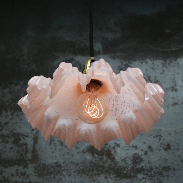 Art Nouveau French Clichy Pink Colored Glass Pendant Light, 1920s For Sale - Image 3 of 7