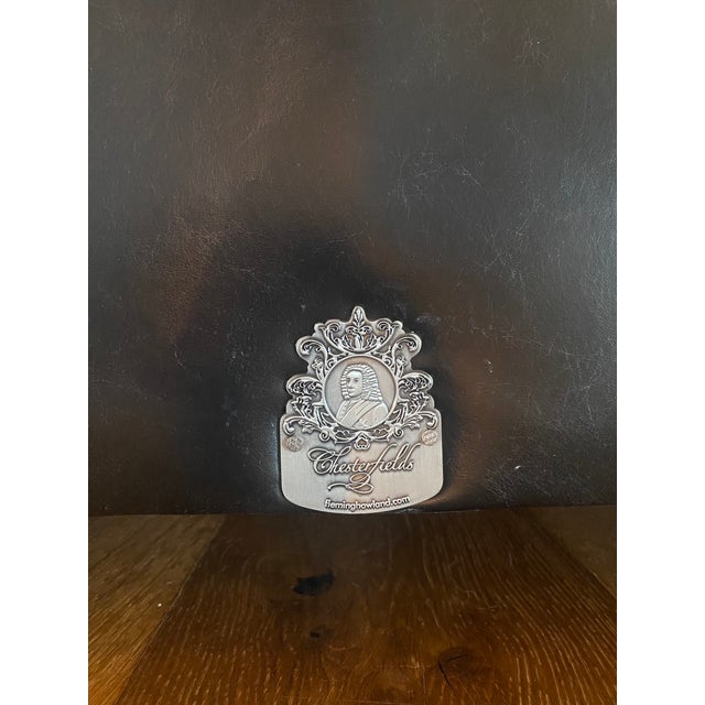 Traditional Black Leather Chesterfield For Sale - Image 3 of 7