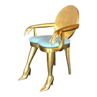 Hand Carved 22-Karat Giltwood "Titi" Armchair by Marjorie Skouras For Sale