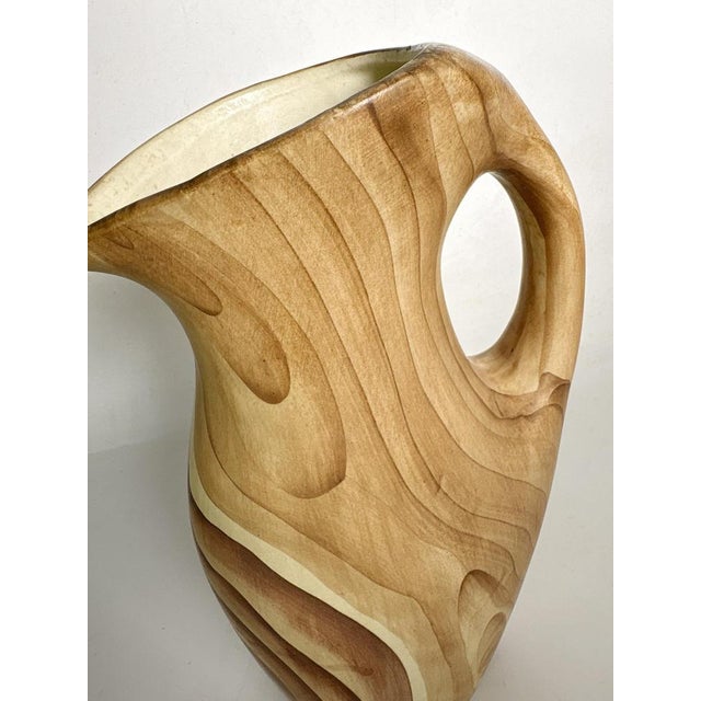 1960s Ceramic Pitcher with Faux Wood Motif, France, 1960s For Sale - Image 5 of 12