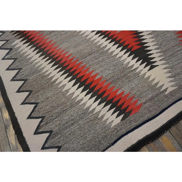Gray 1930s Gray Tribal Geometric Diamond American Navajo Rug 4'6'' X 6'8'' Flatweave Wool Carpet For Sale - Image 8 of 11