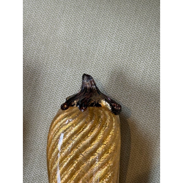Gold Italian Murano Art Glass Pepper Sculptures, Set of Two For Sale - Image 8 of 10