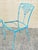 Blue Vintage Woodard Orleans Pattern Wrought Iron Garden Patio Dining Chairs Set of 4 For Sale - Image 8 of 9