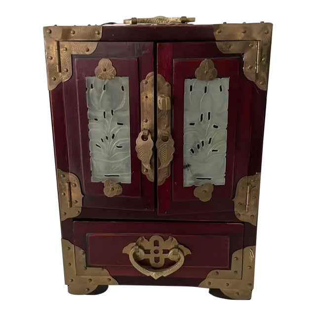 Vintage Chinese Rosewood Jewelry Box For Sale