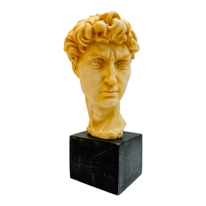 Vintage Italian A. Santini Michelangelo’s David Bust Sculpture on Composite Stone Base