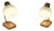 Vintage Bedside Lamps with Spruce Wood Base, Metal Frame and Segmented White Glass Shade, 1980s, Set of 2 For Sale