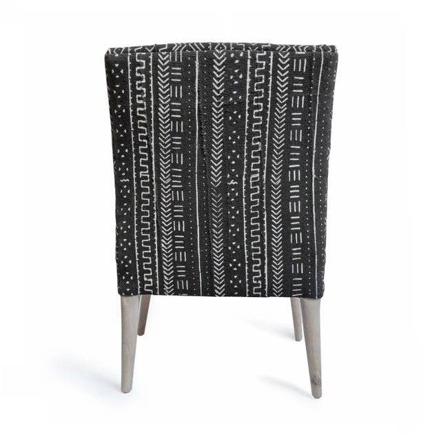 2020s Tribal Mudcloth Black & White Side Chair For Sale - Image 5 of 7