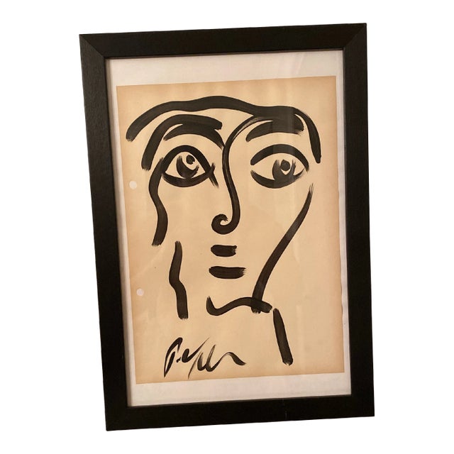 Peter Keil Original Black & White Abstract Portrait Painting For Sale